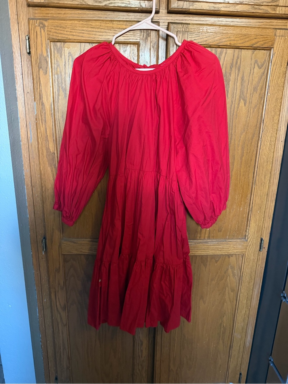 Mud Pie Red Puff-Sleeve Tiered Dress